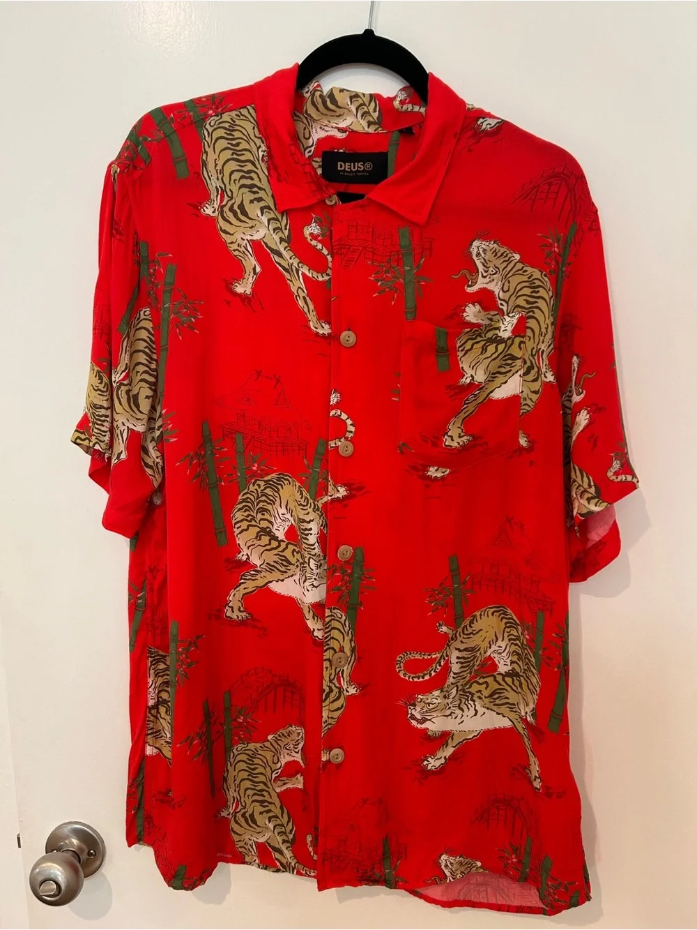 Red Tiger Print Short-Sleeve Shirt - Picture 2 of 7